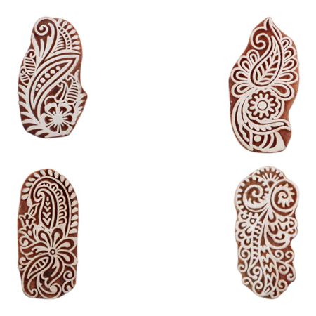 Set of 4 Piece New Mix Wooden Printing Block